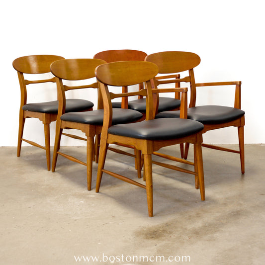 Lane “Copenhagen” Set of 5 Walnut Dining Chairs - #A1833
