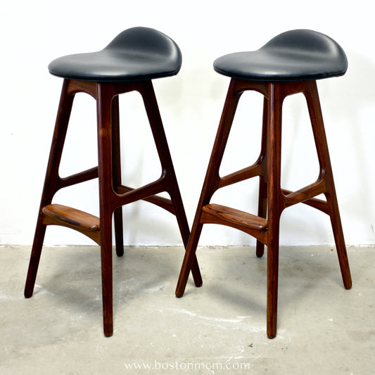 Oddense Maskinsnedkeri A/S Pair of Rosewood Model OD61 Stools Designed by Erik Buch - #A1837