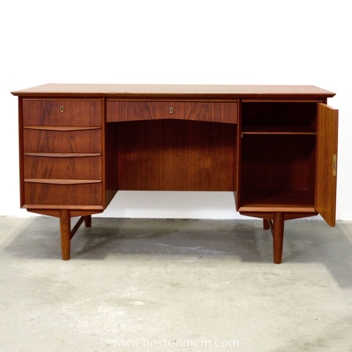 Danish Teak Executive Desk w/ Rear Shelving - #A1545