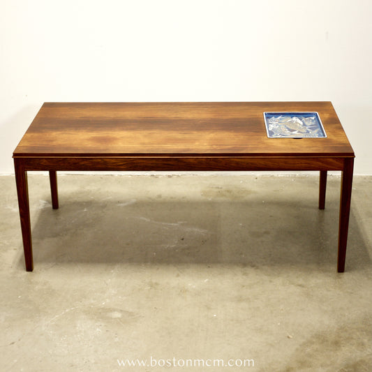 Royal Copenhagen Danish Rosewood Coffee Table w/ Faience Inlay Designed by Nils Thorsson - #A2173
