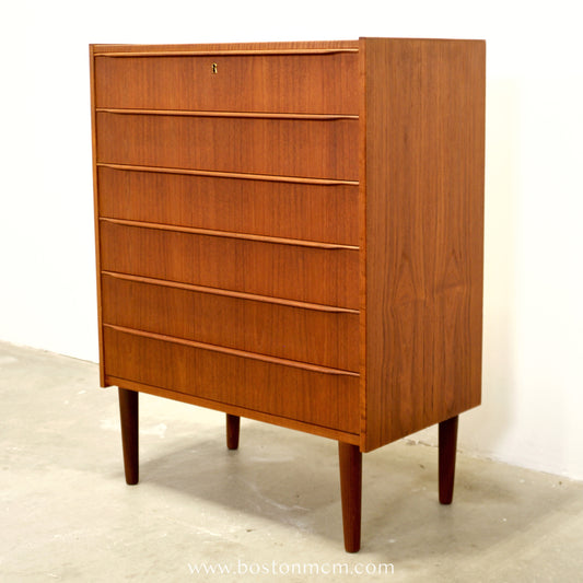 Danish Teak Six Drawer Dresser - #A1684