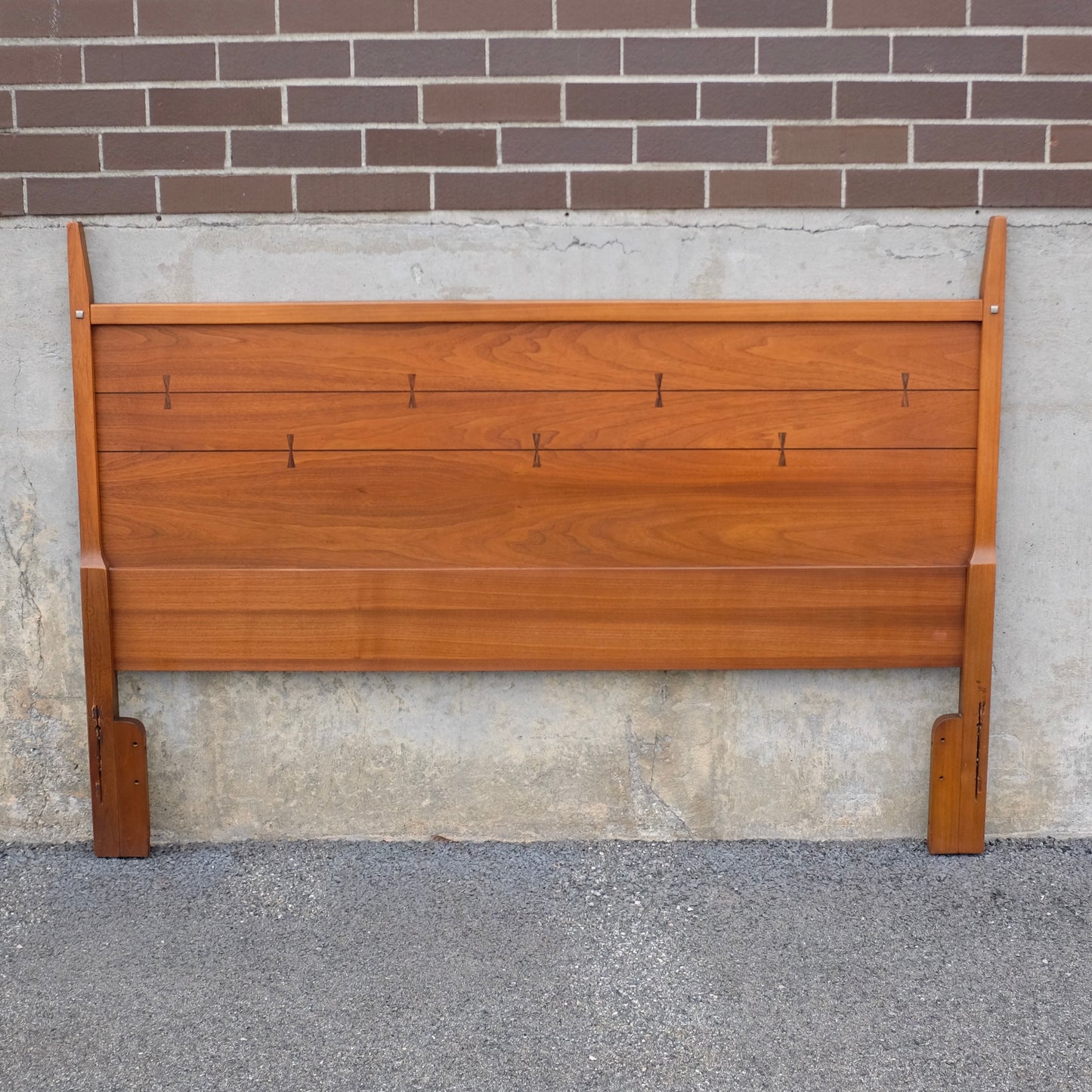 Lane Furniture "Tuxedo" Full Size Walnut & Rosewood Headboard + Footboard