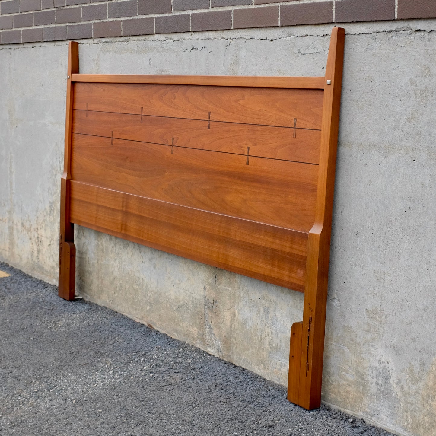 Lane Furniture "Tuxedo" Full Size Walnut & Rosewood Headboard + Footboard