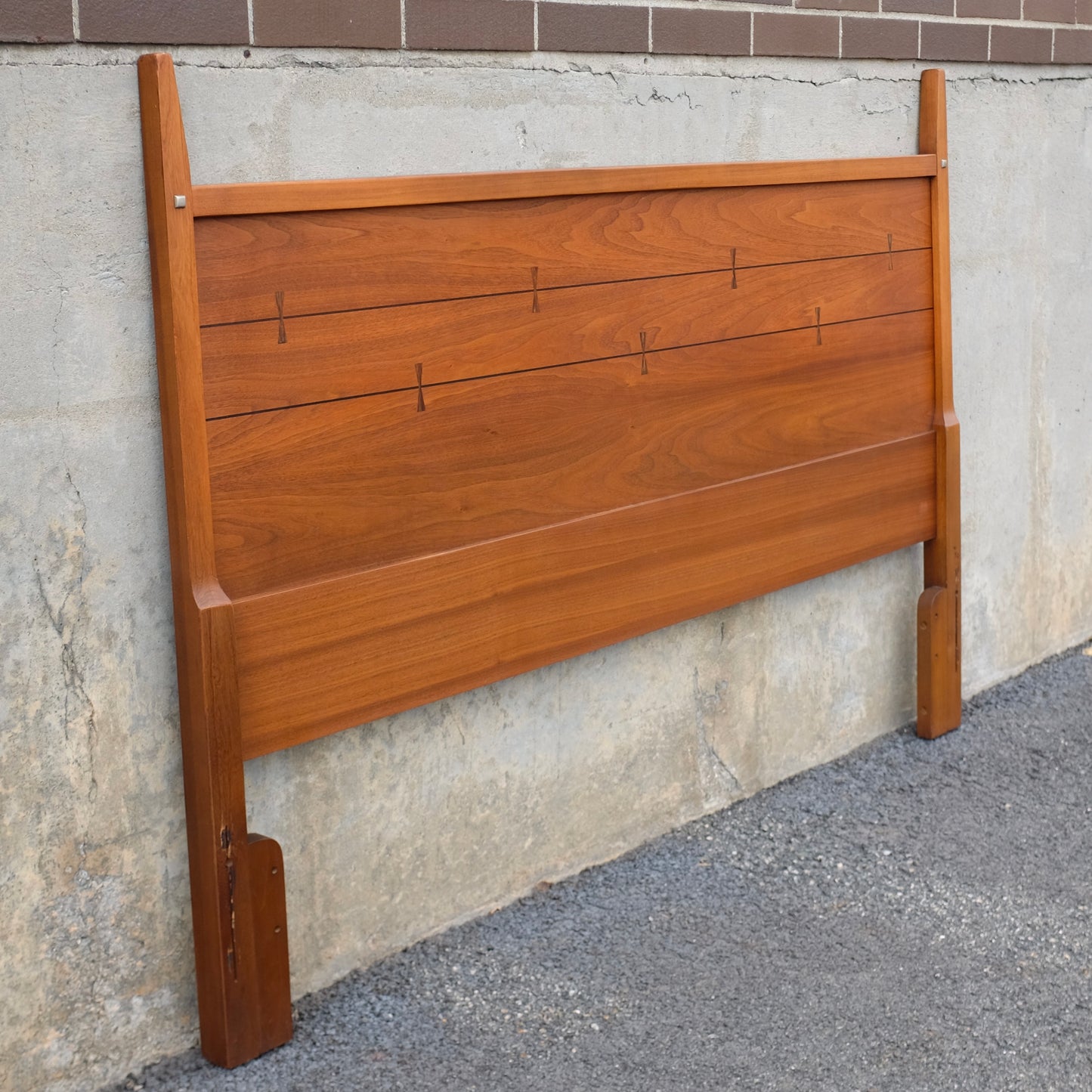 Lane Furniture "Tuxedo" Full Size Walnut & Rosewood Headboard + Footboard