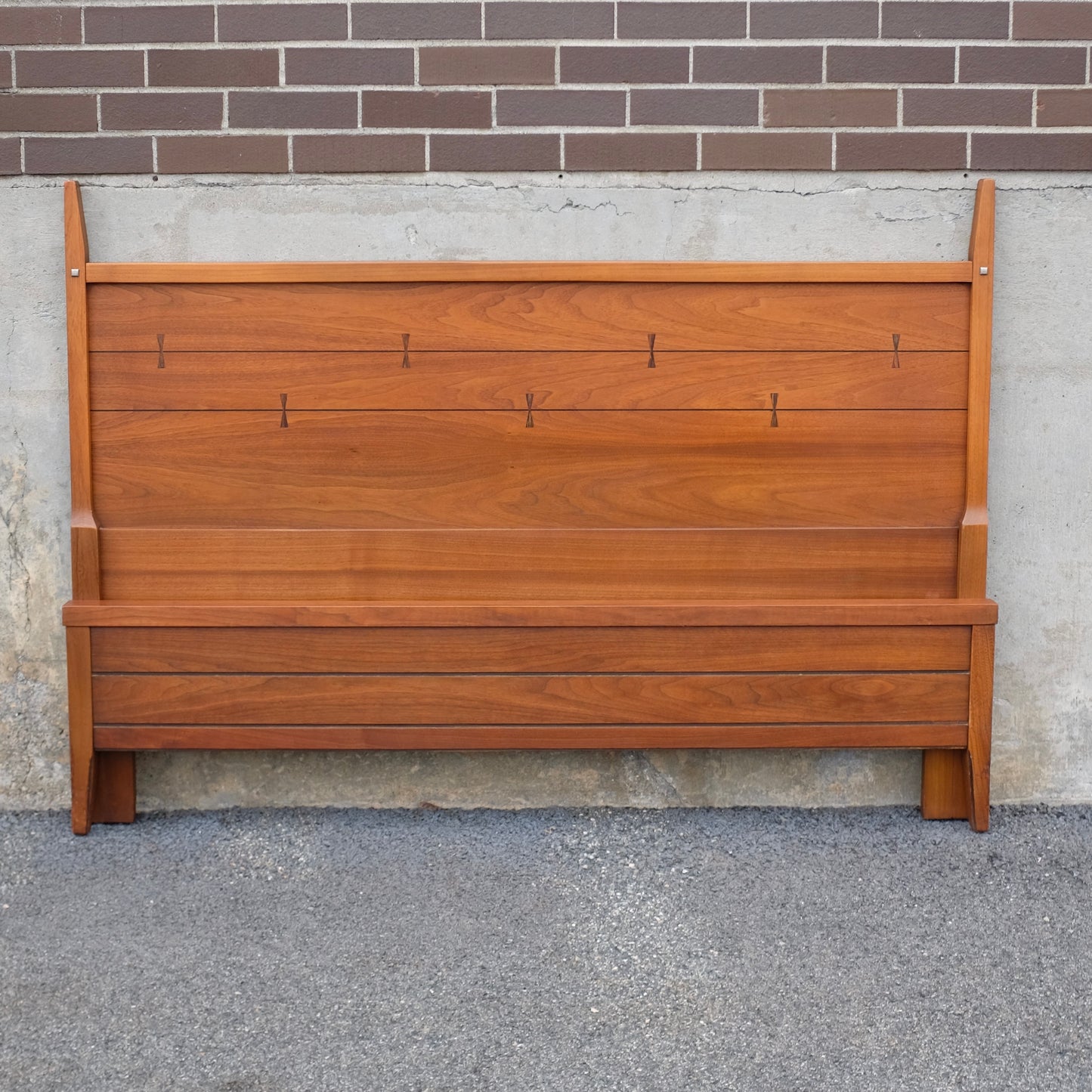 Lane Furniture "Tuxedo" Full Size Walnut & Rosewood Headboard + Footboard