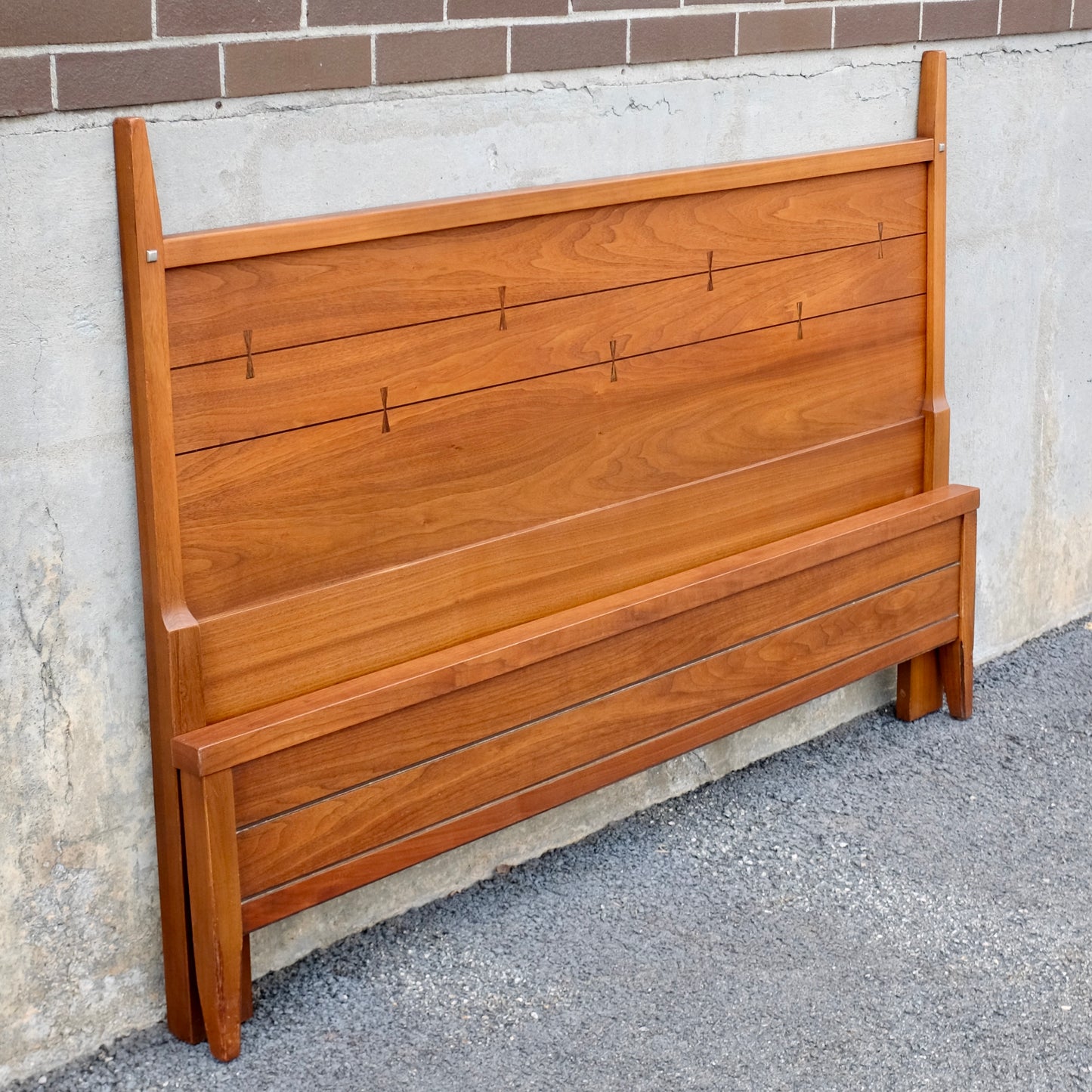Lane Furniture "Tuxedo" Full Size Walnut & Rosewood Headboard + Footboard