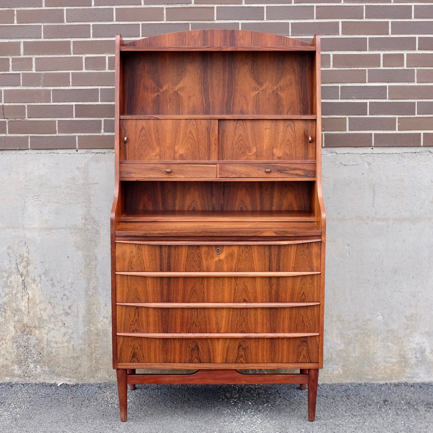 Danish Rosewood Secretary's Desk With Bookcase