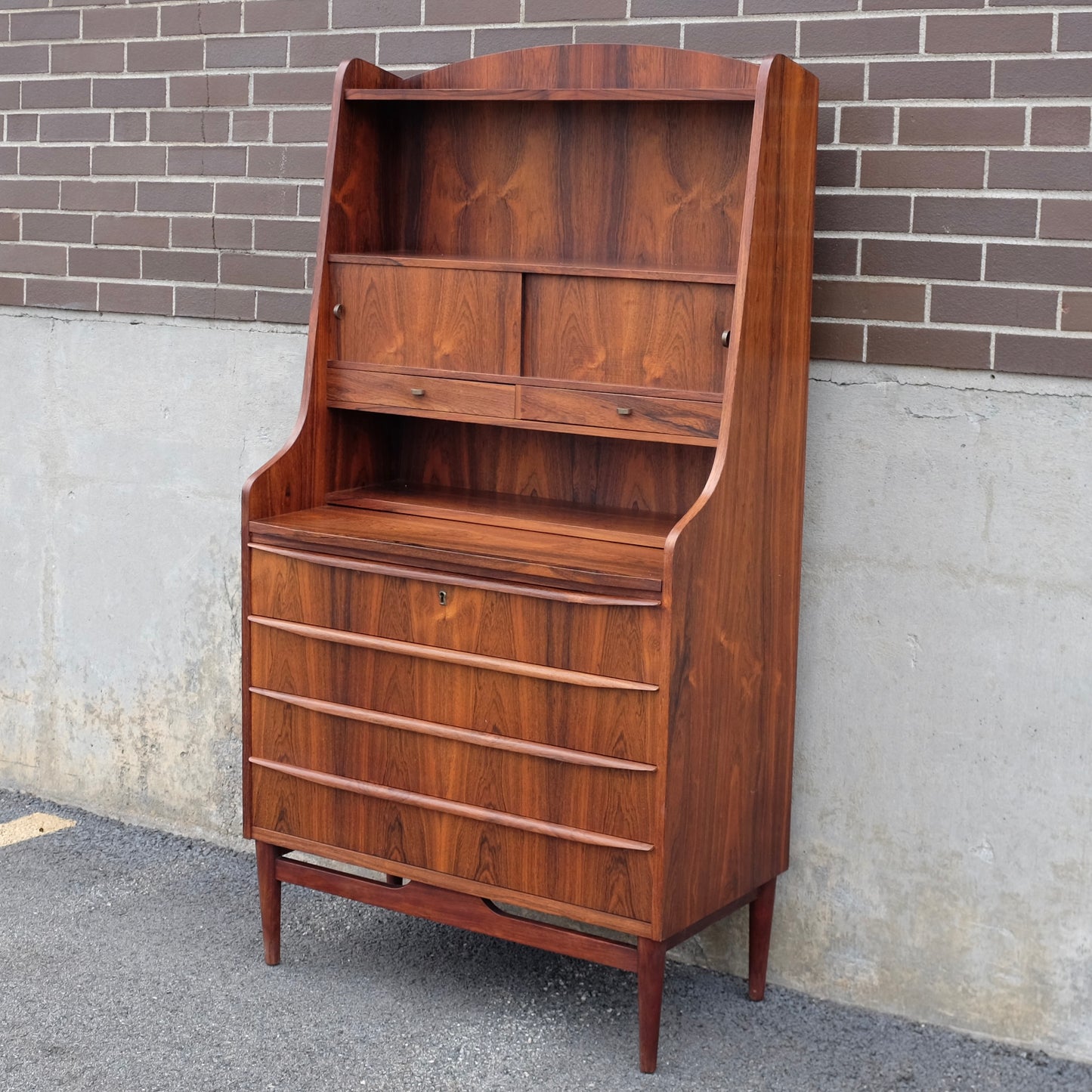 Danish Rosewood Secretary's Desk With Bookcase