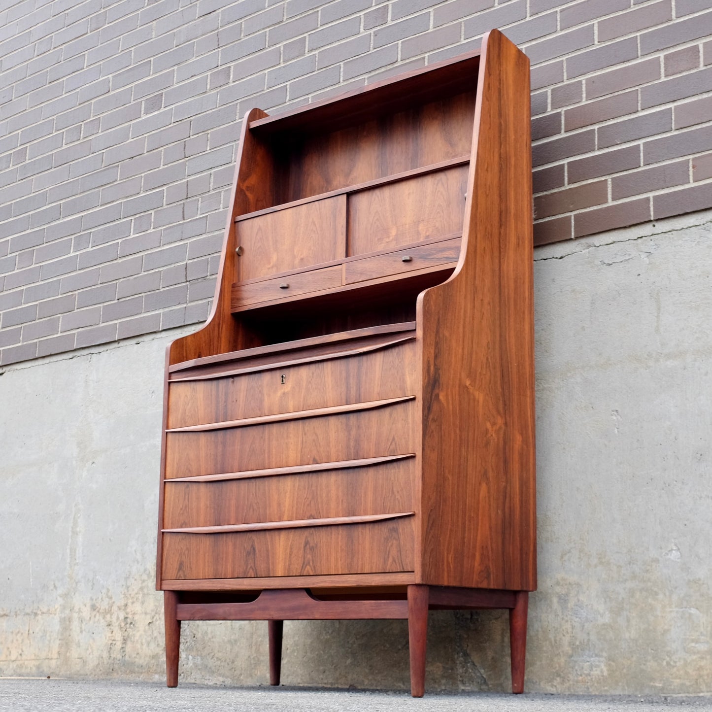 Danish Rosewood Secretary's Desk With Bookcase