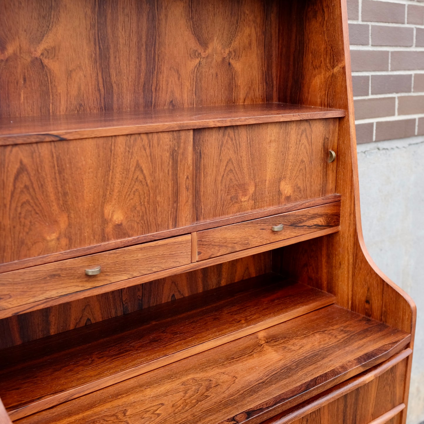 Danish Rosewood Secretary's Desk With Bookcase