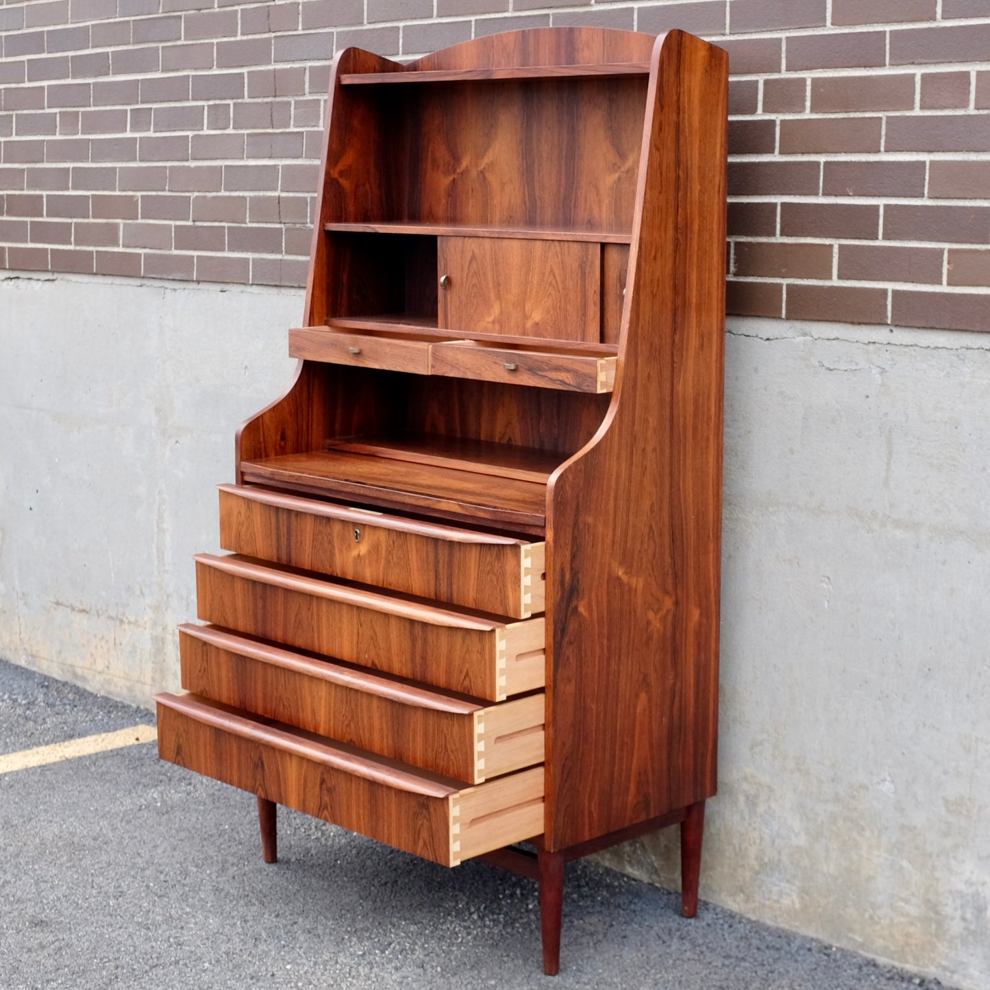 Danish Rosewood Secretary's Desk With Bookcase