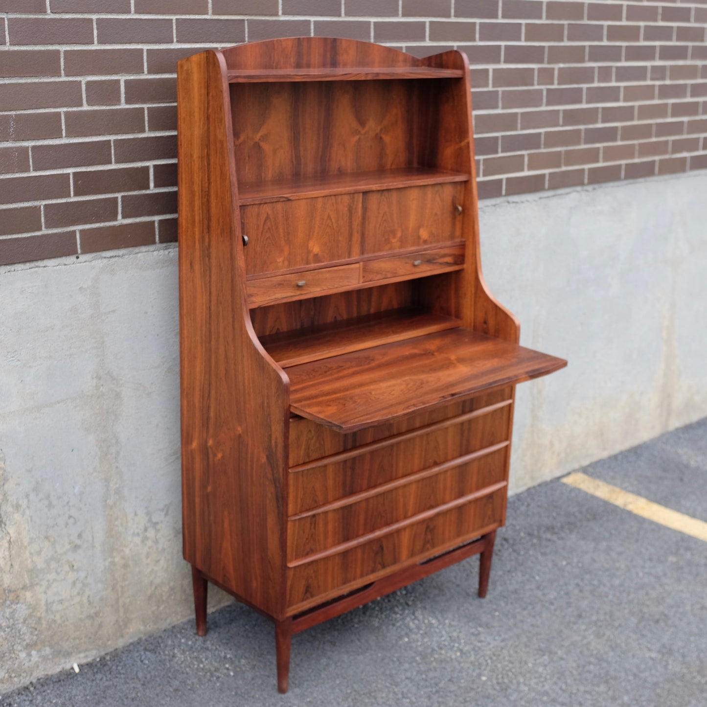 Danish Rosewood Secretary's Desk With Bookcase