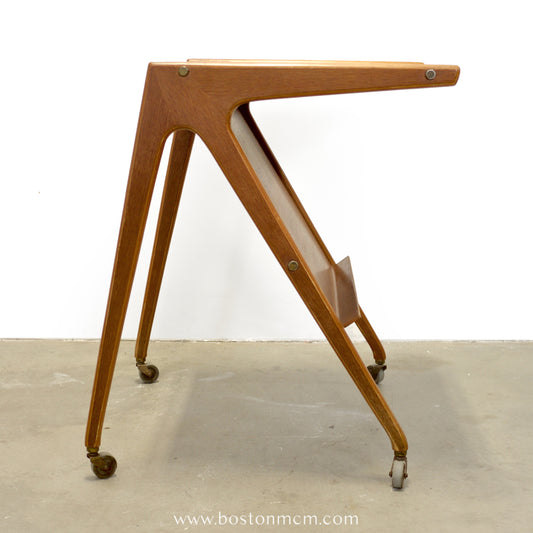 Danish Solid Oak Drafting Table / Serving Trolley / Bar Cart - #A1758