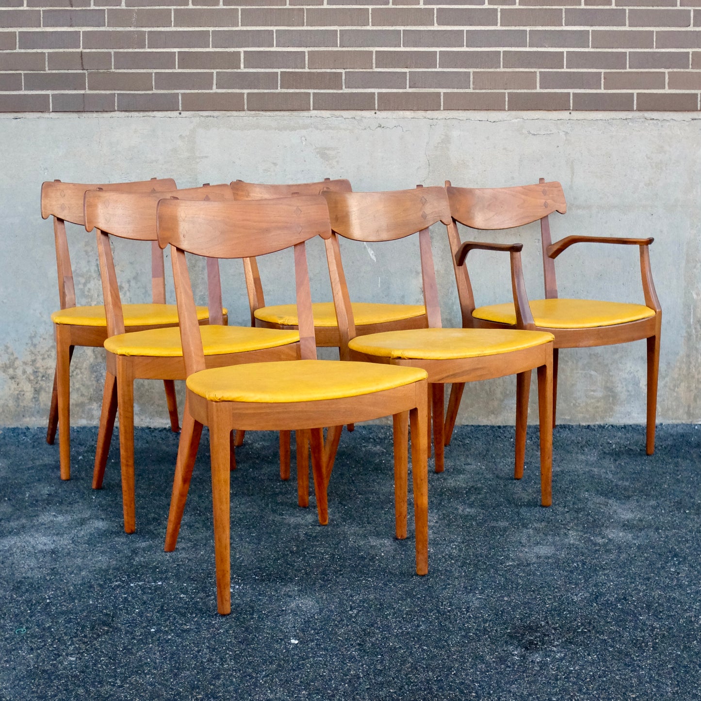 Drexel Furniture "Declaration" Walnut & Rosewood Dining Chairs - Set of 6