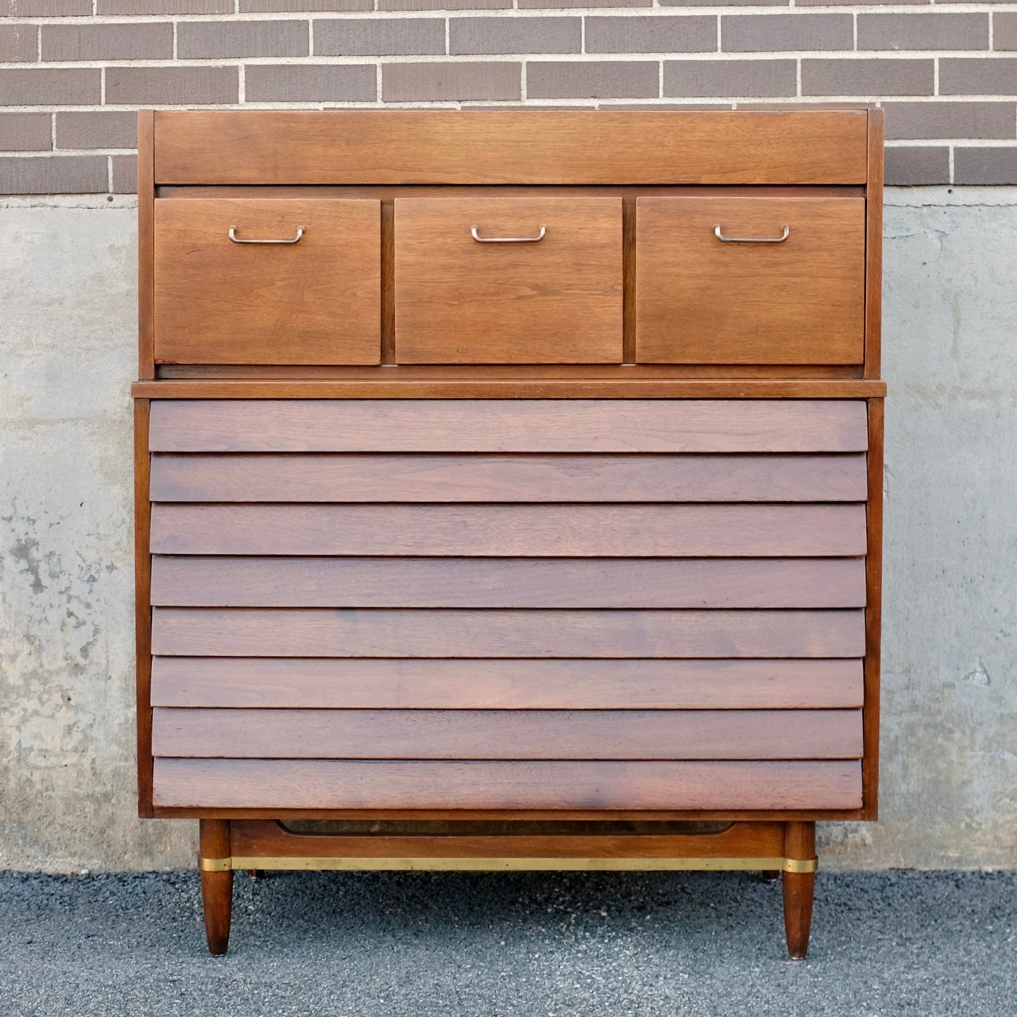 American of Martinsville "Dania" Tall Walnut Dresser