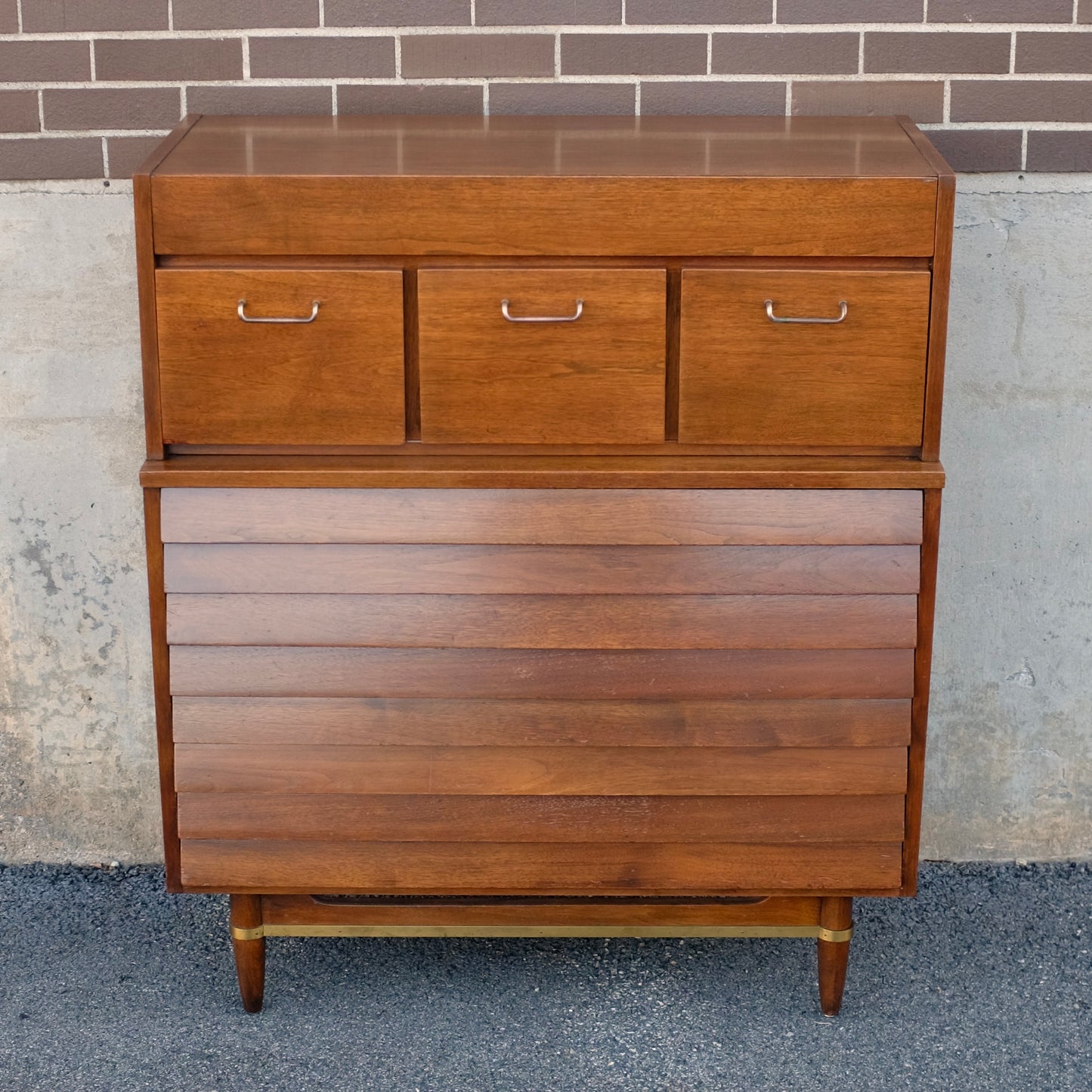 American of Martinsville "Dania" Tall Walnut Dresser