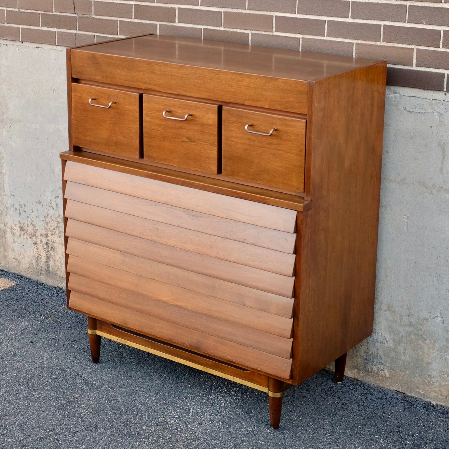 American of Martinsville "Dania" Tall Walnut Dresser