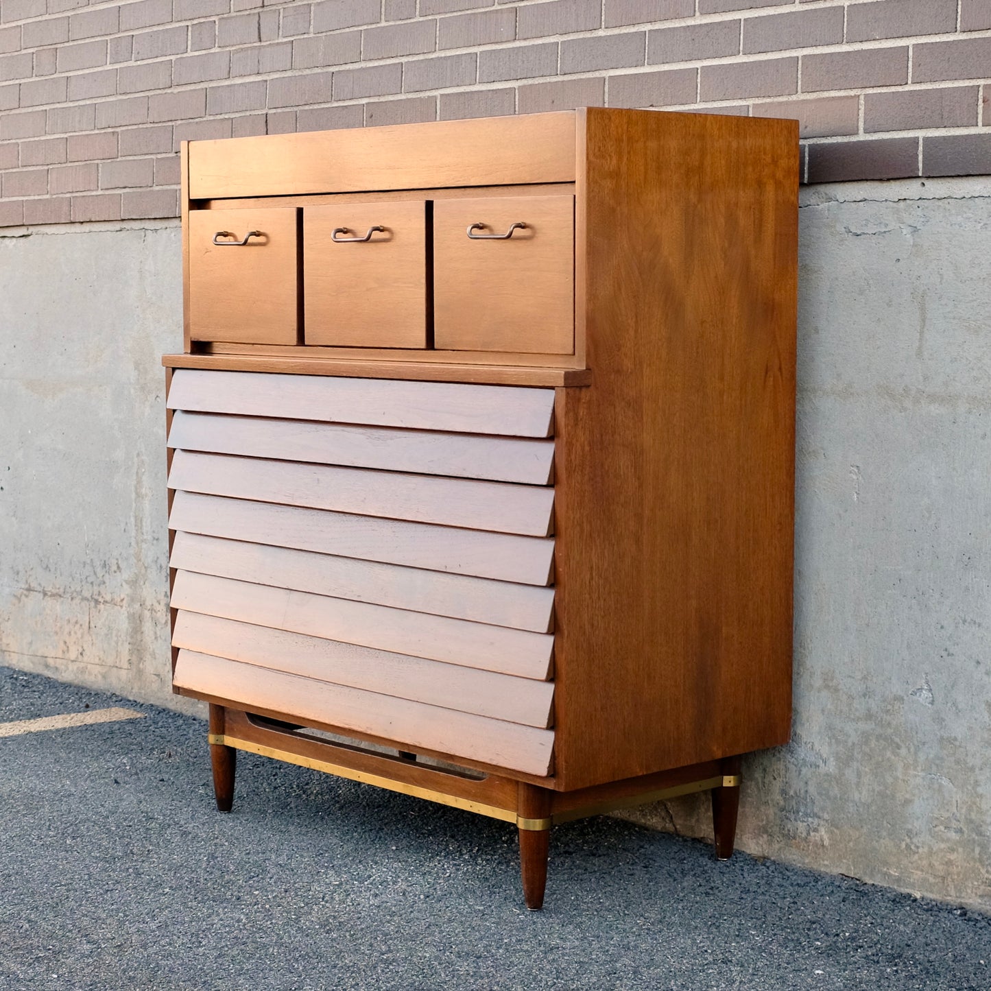 American of Martinsville "Dania" Tall Walnut Dresser