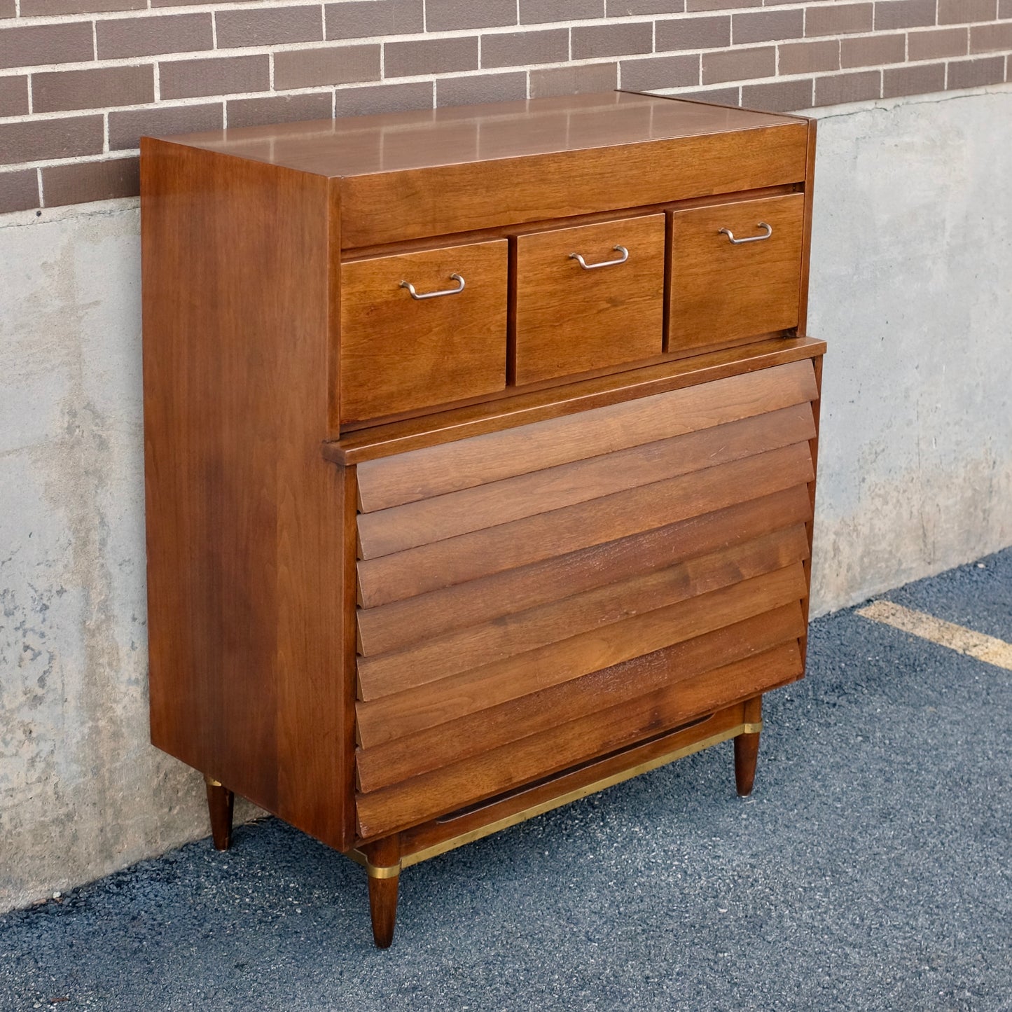 American of Martinsville "Dania" Tall Walnut Dresser