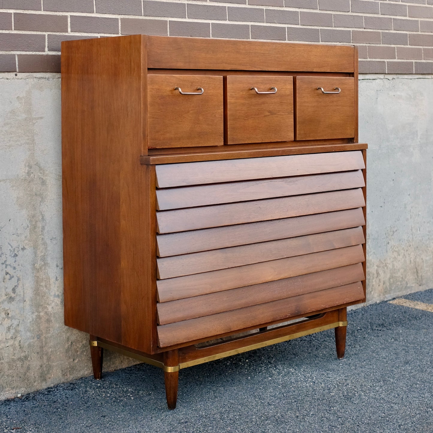 American of Martinsville "Dania" Tall Walnut Dresser