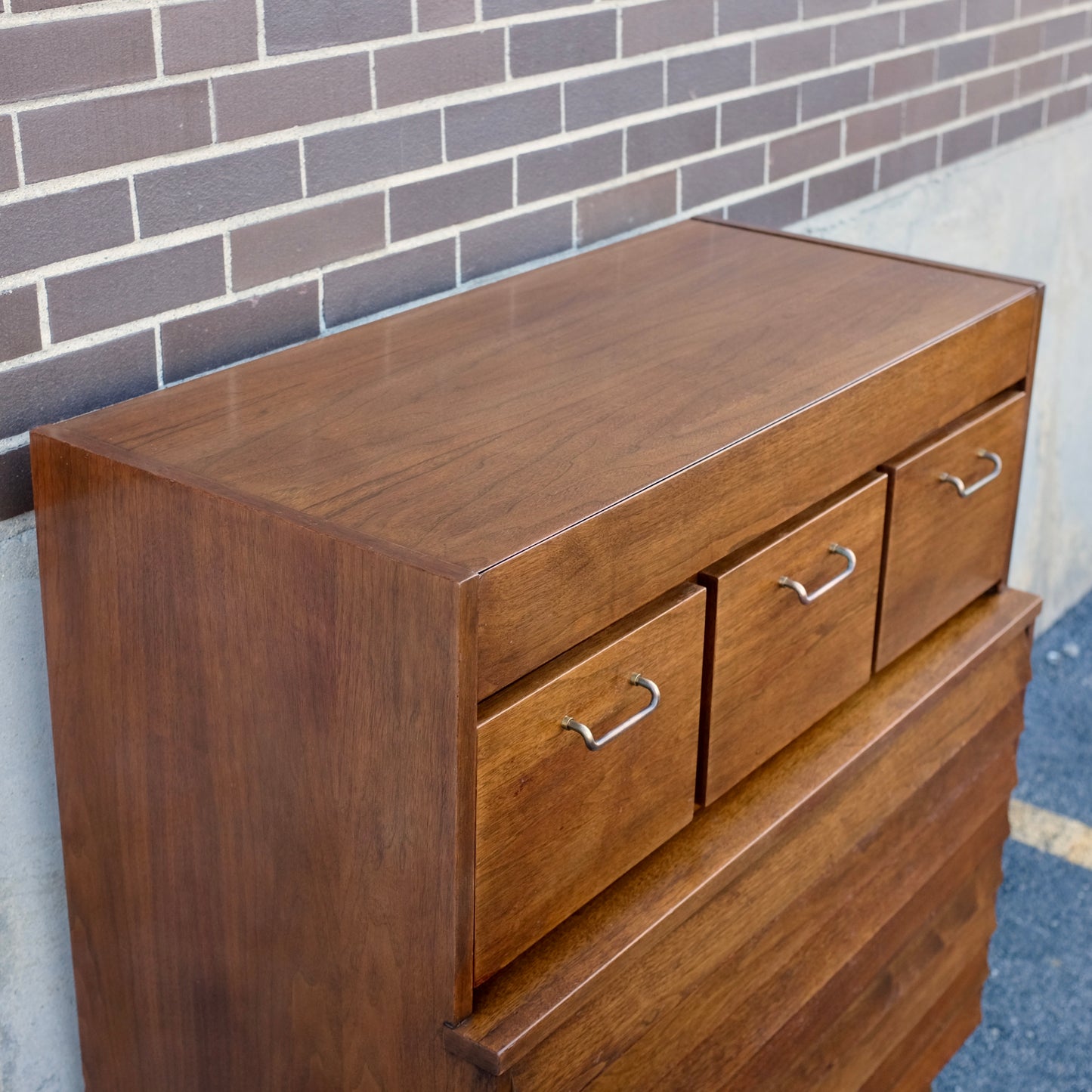 American of Martinsville "Dania" Tall Walnut Dresser