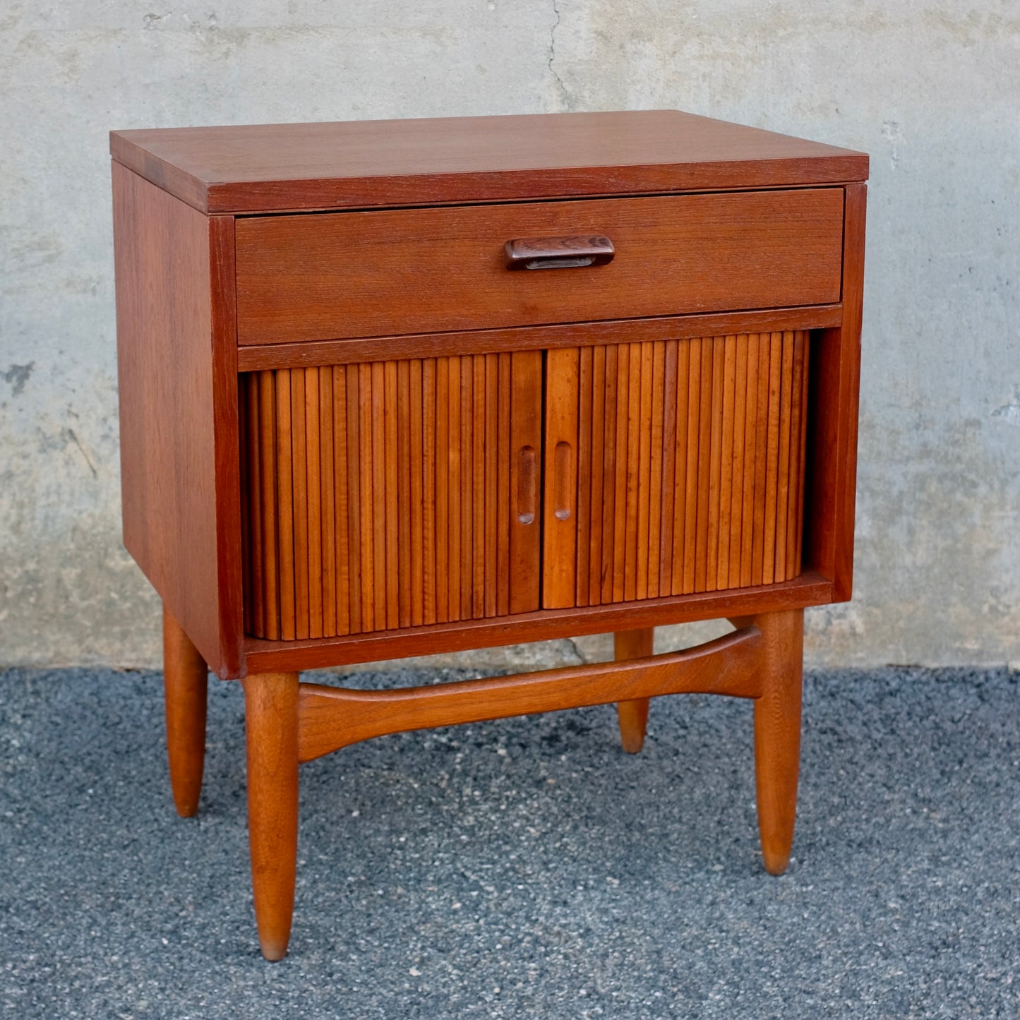 Lane Furniture "Nordholm" Teak Nightstand with Tambour Doors