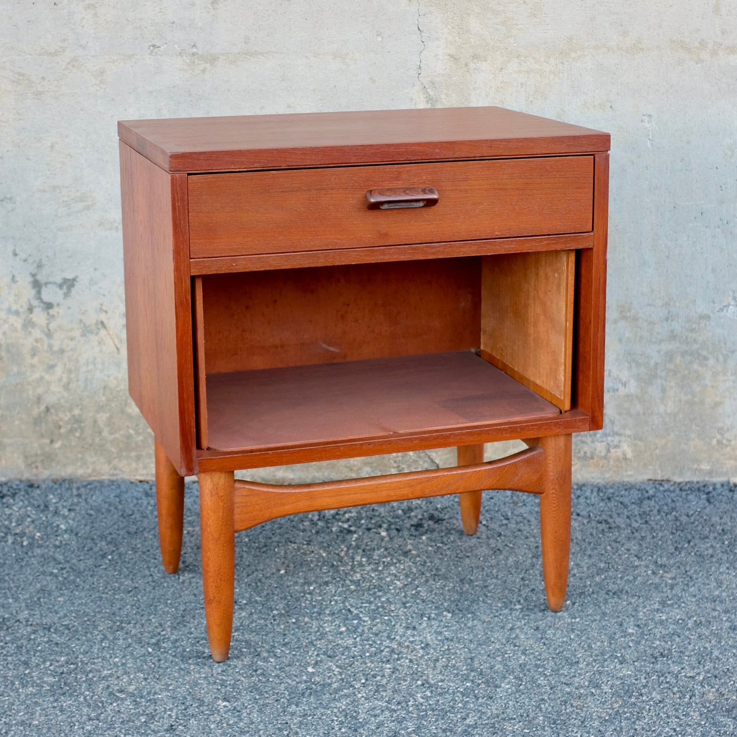 Lane Furniture "Nordholm" Teak Nightstand with Tambour Doors