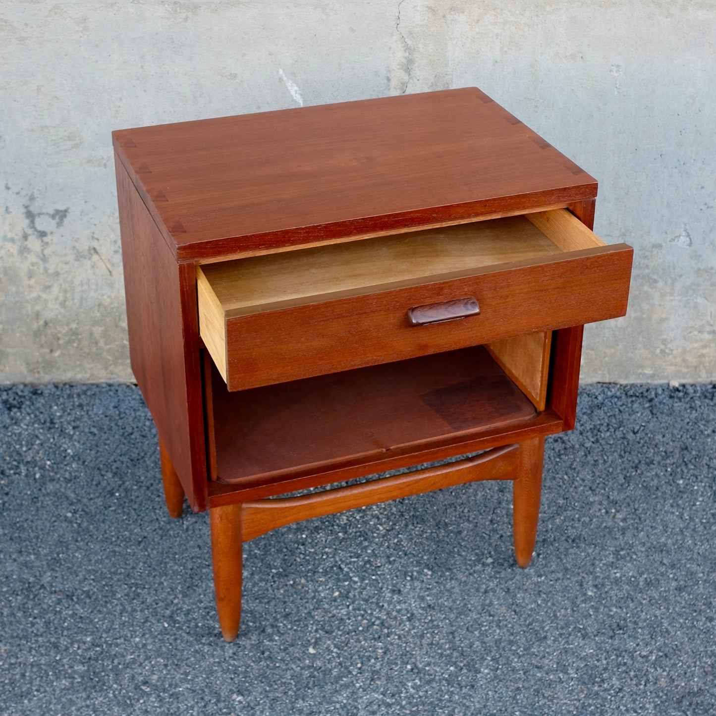 Lane Furniture "Nordholm" Teak Nightstand with Tambour Doors