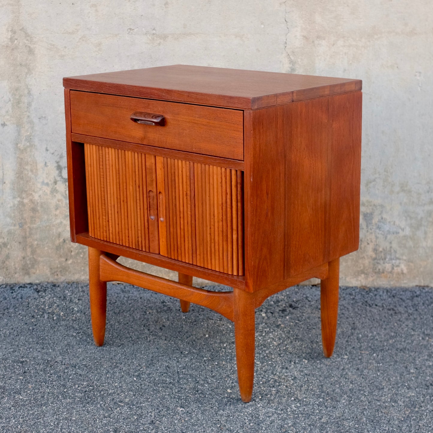 Lane Furniture "Nordholm" Teak Nightstand with Tambour Doors