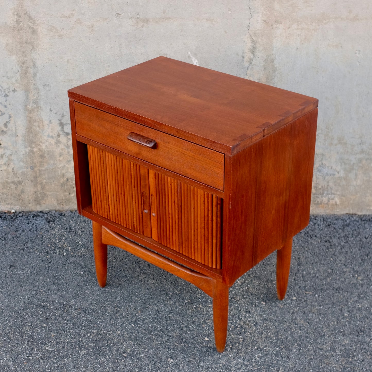 Lane Furniture "Nordholm" Teak Nightstand with Tambour Doors