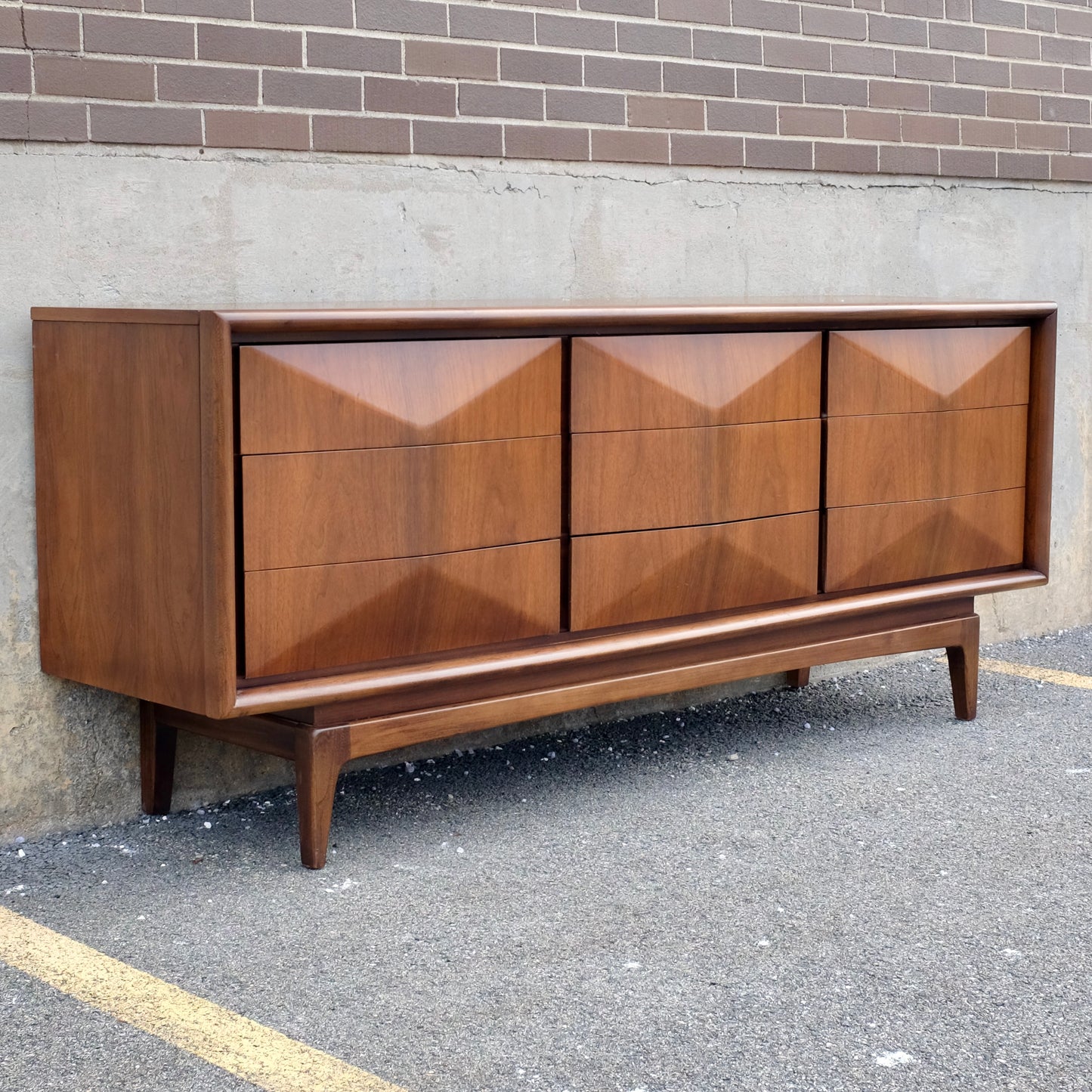 United Furniture Diamond Front Walnut Low Dresser