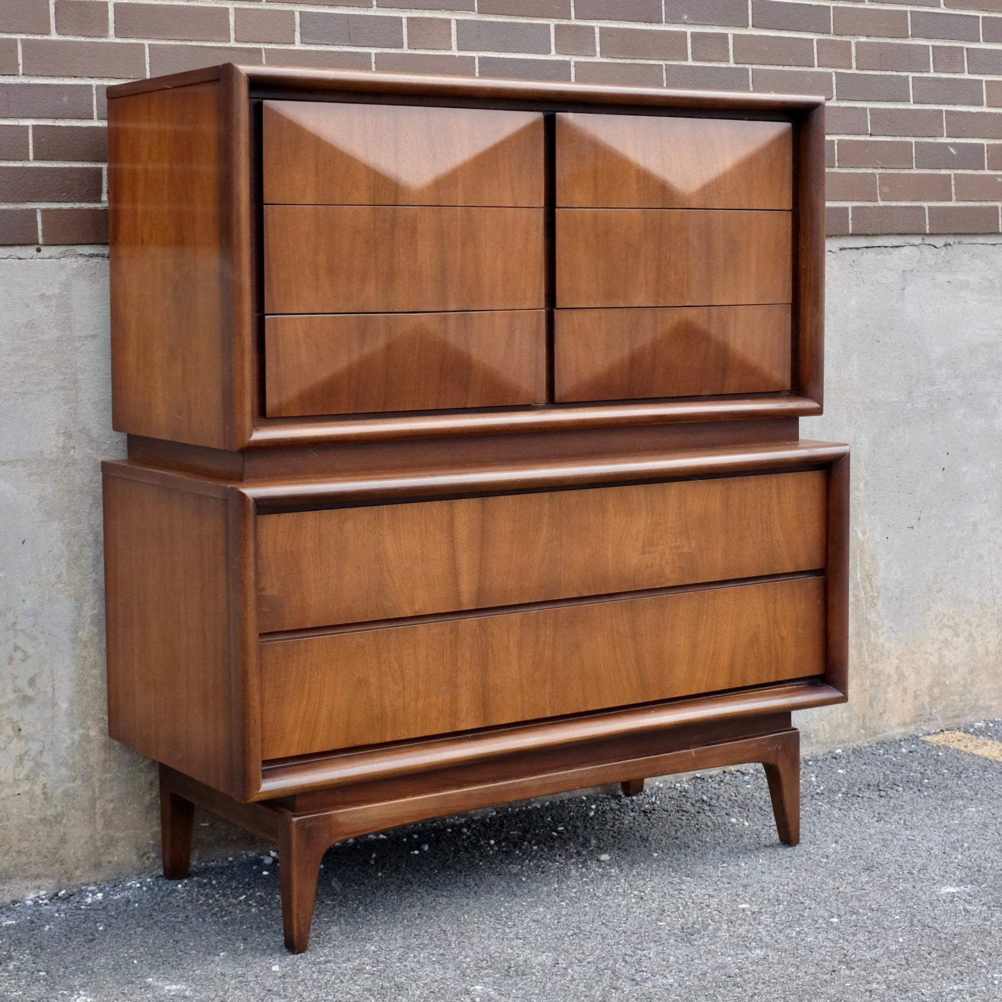 United Furniture Diamond Front Walnut Tall Dresser / Gentleman's Chest