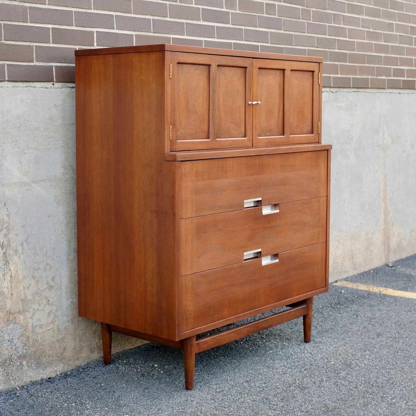 American of Martinsville "Accord" Walnut Tall Dresser / Gentleman's Chest