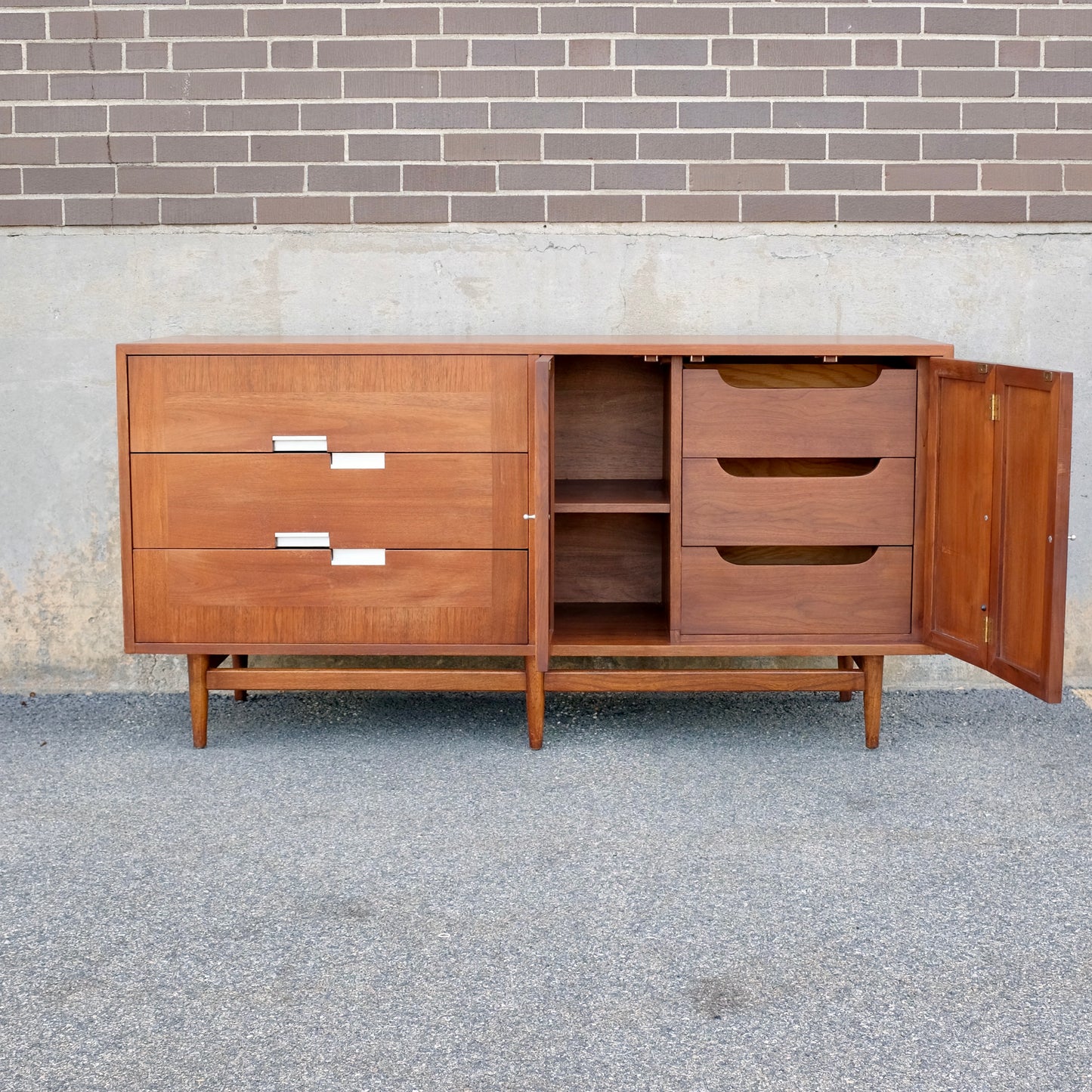 American of Martinsville "Accord" Walnut & Cane Dresser