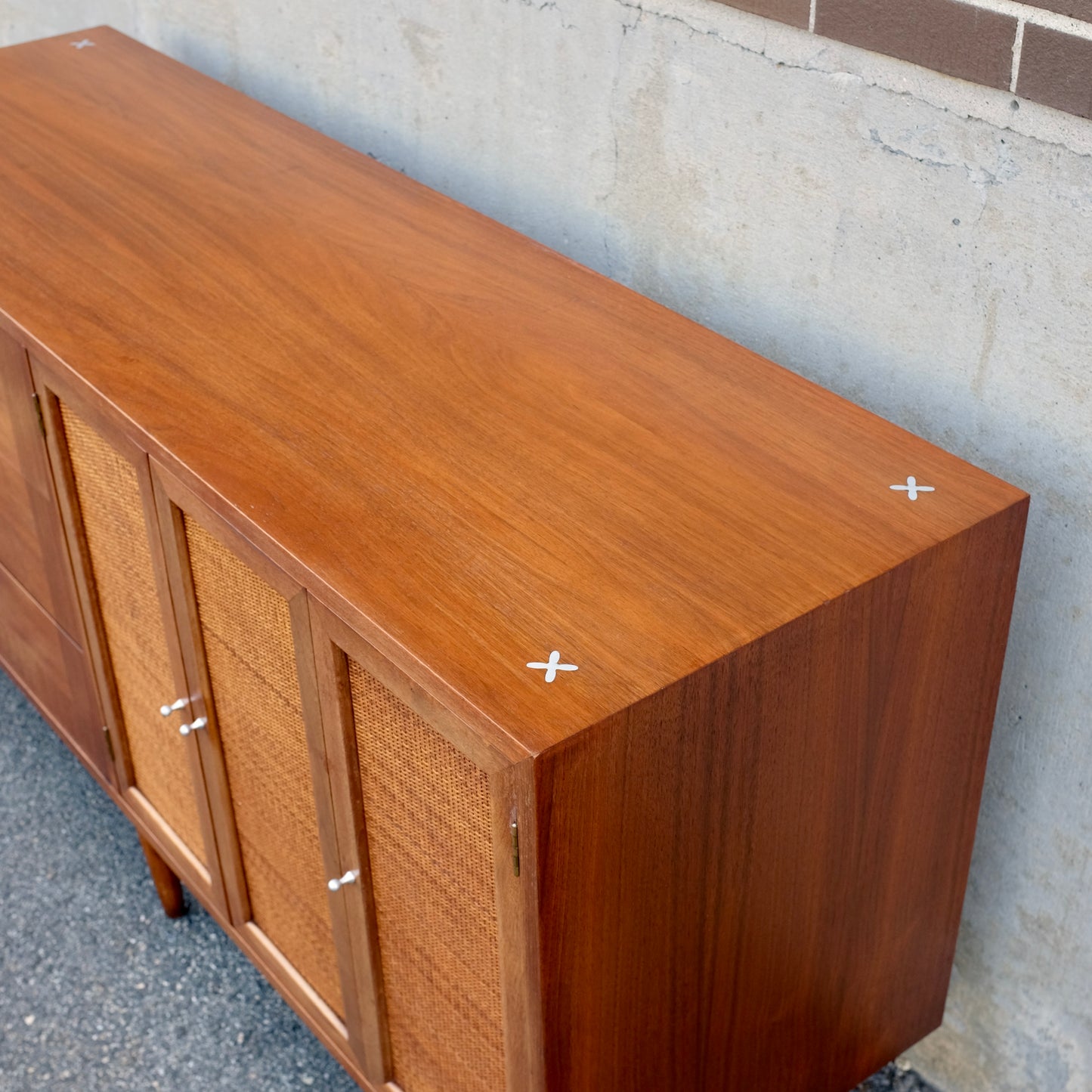 American of Martinsville "Accord" Walnut & Cane Dresser