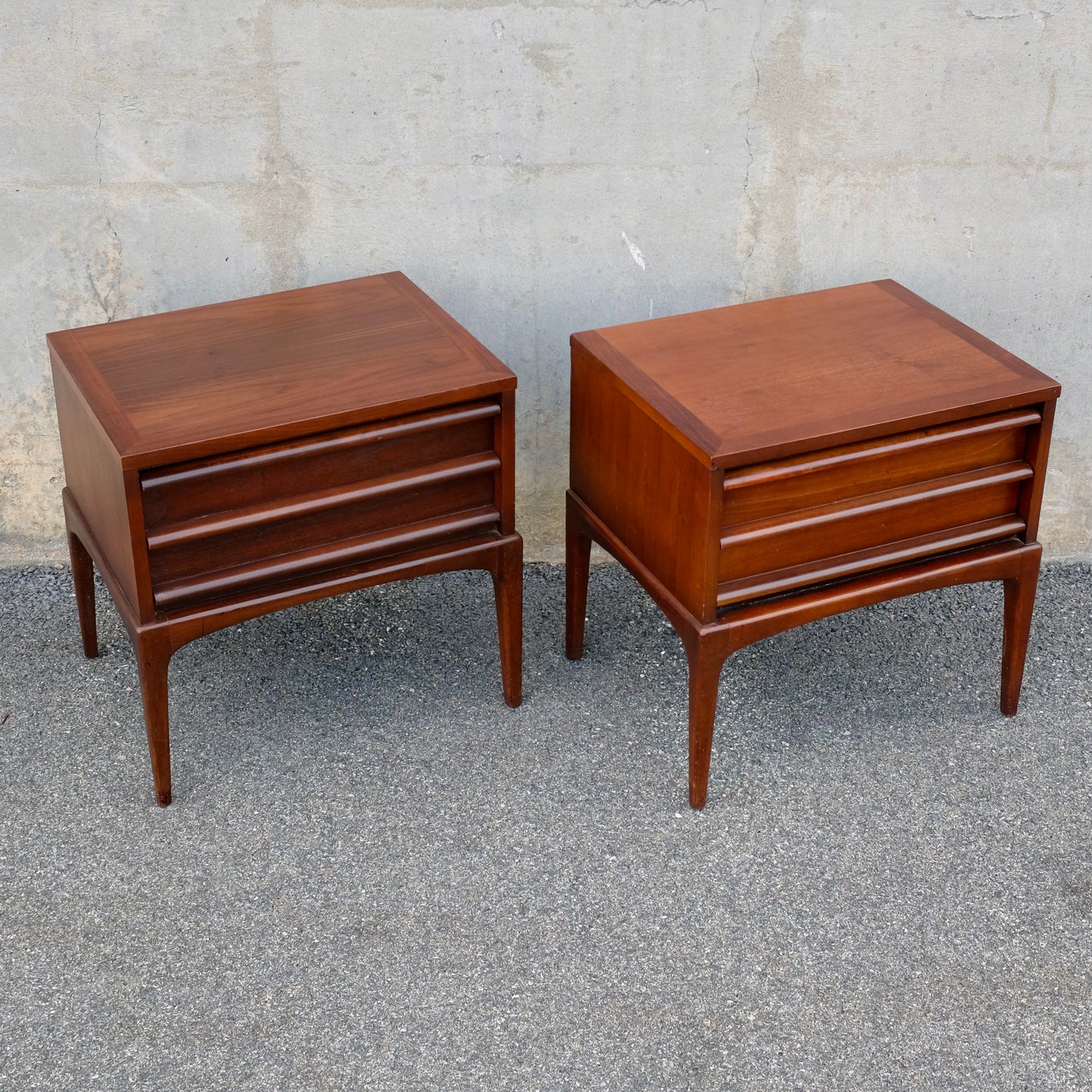 Lane Furniture "Rhythm" Walnut Pair of Nightstands