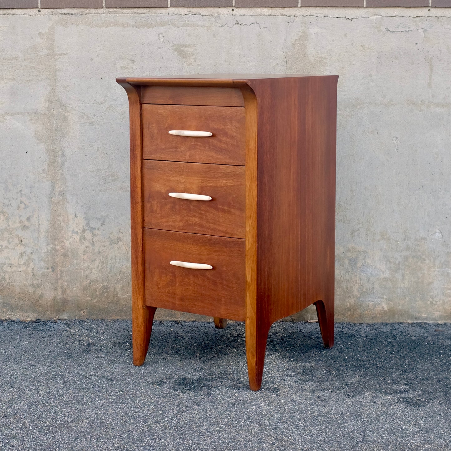Drexel Furniture "Profile" Walnut 3 Drawer Dresser / "Pier Chest"