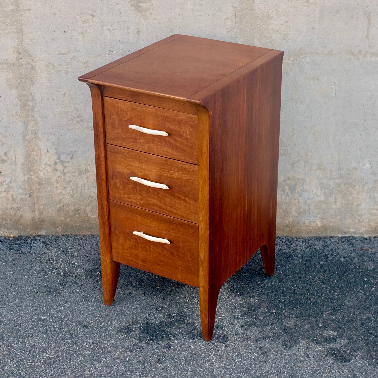 Drexel Furniture "Profile" Walnut 3 Drawer Dresser / "Pier Chest"