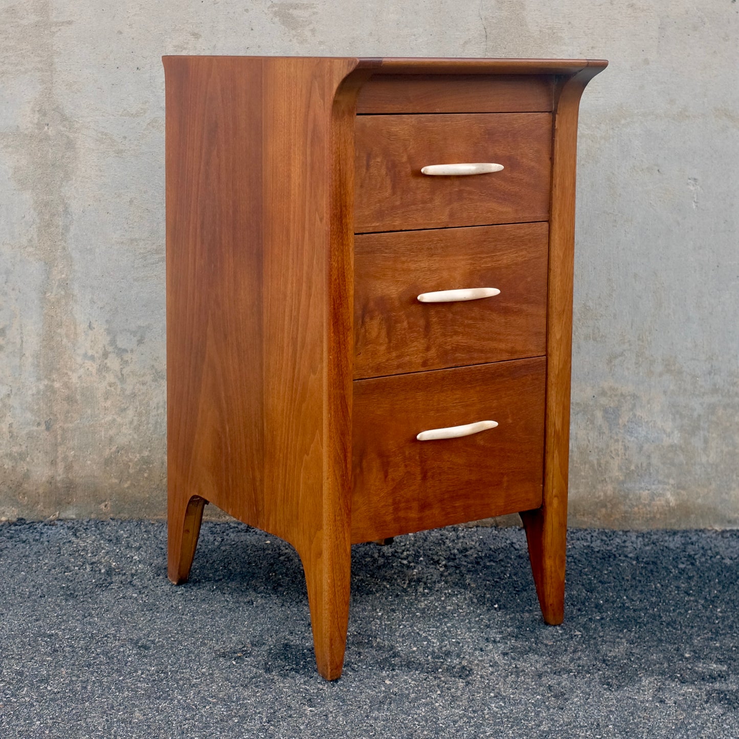 Drexel Furniture "Profile" Walnut 3 Drawer Dresser / "Pier Chest"