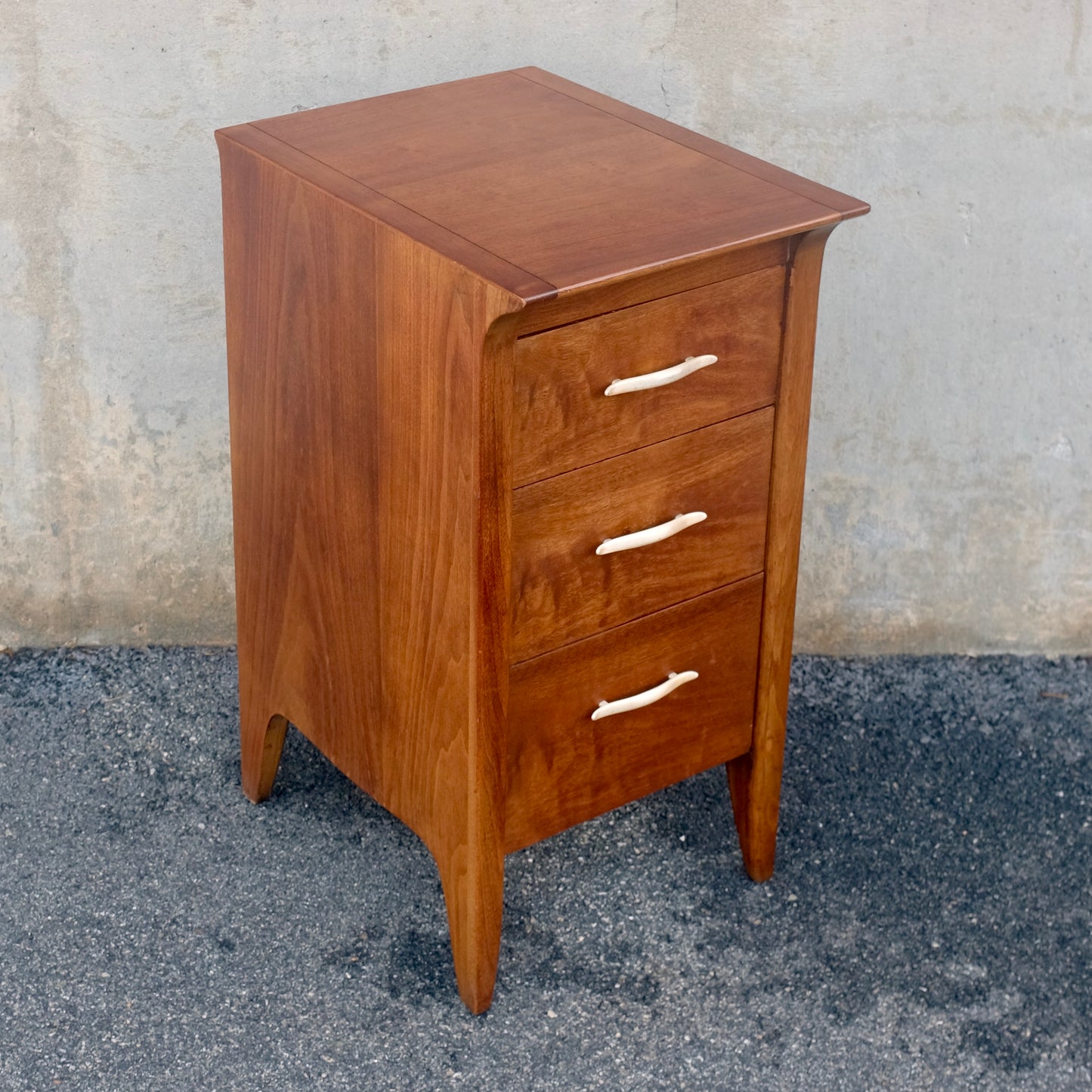 Drexel Furniture "Profile" Walnut 3 Drawer Dresser / "Pier Chest"