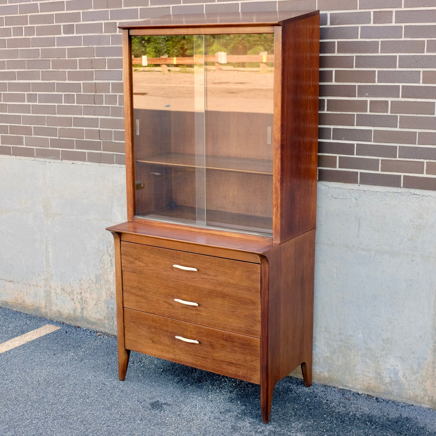 Drexel Furniture "Profile" Walnut China Cabinet - Chest & Hutch