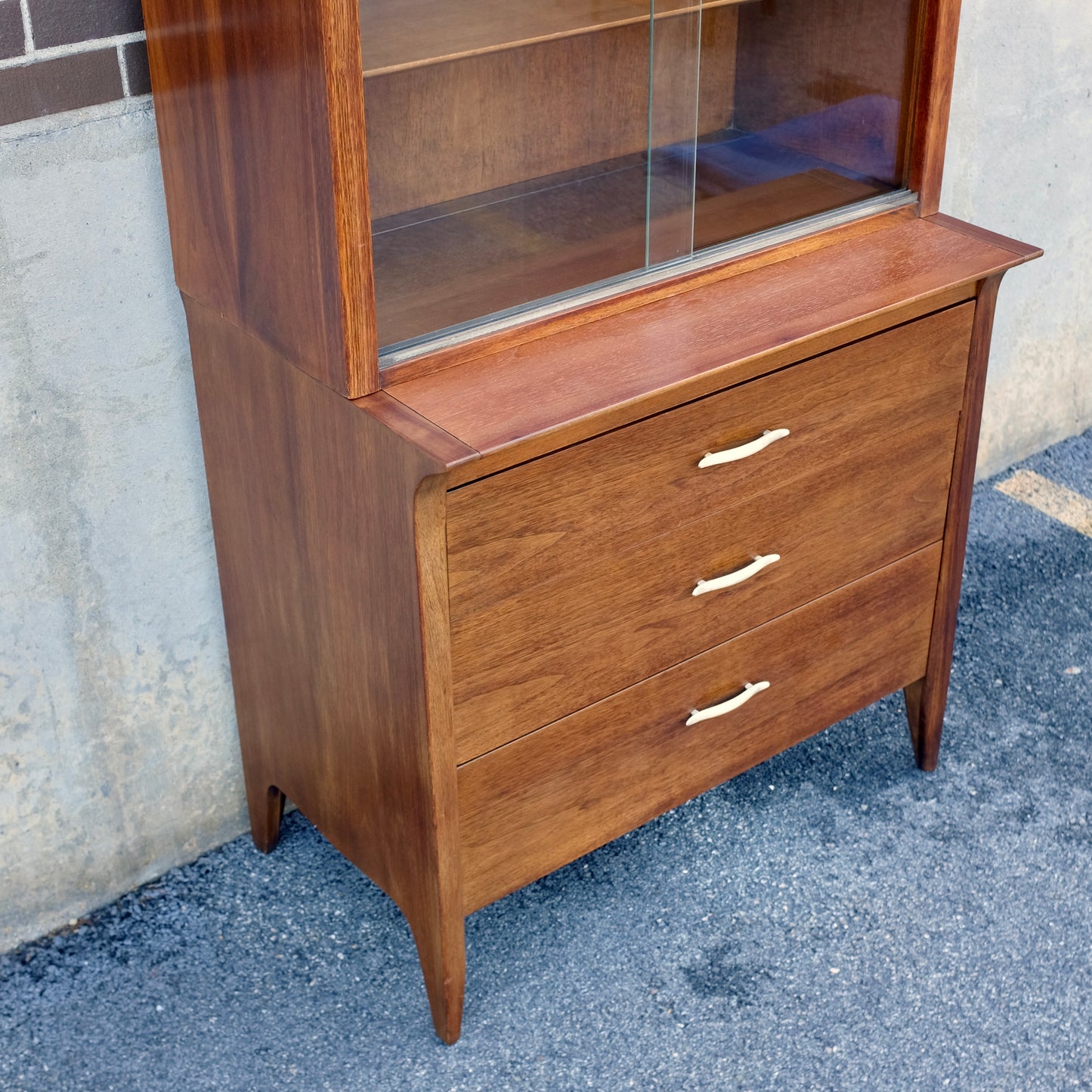 Drexel Furniture "Profile" Walnut China Cabinet - Chest & Hutch