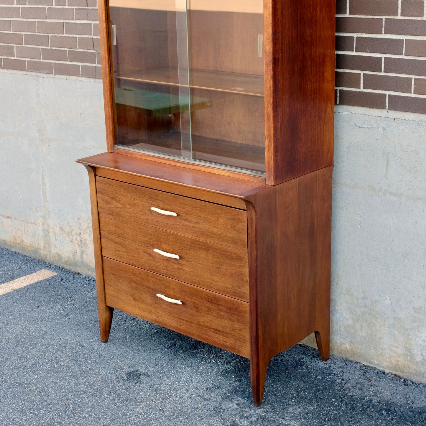 Drexel Furniture "Profile" Walnut China Cabinet - Chest & Hutch