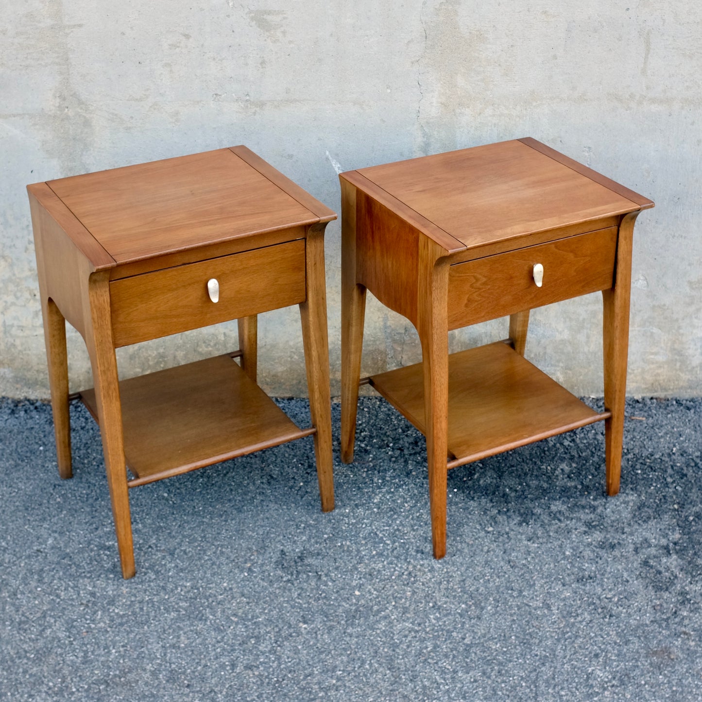 Drexel Furniture "Profile" Walnut Pair of Nightstands