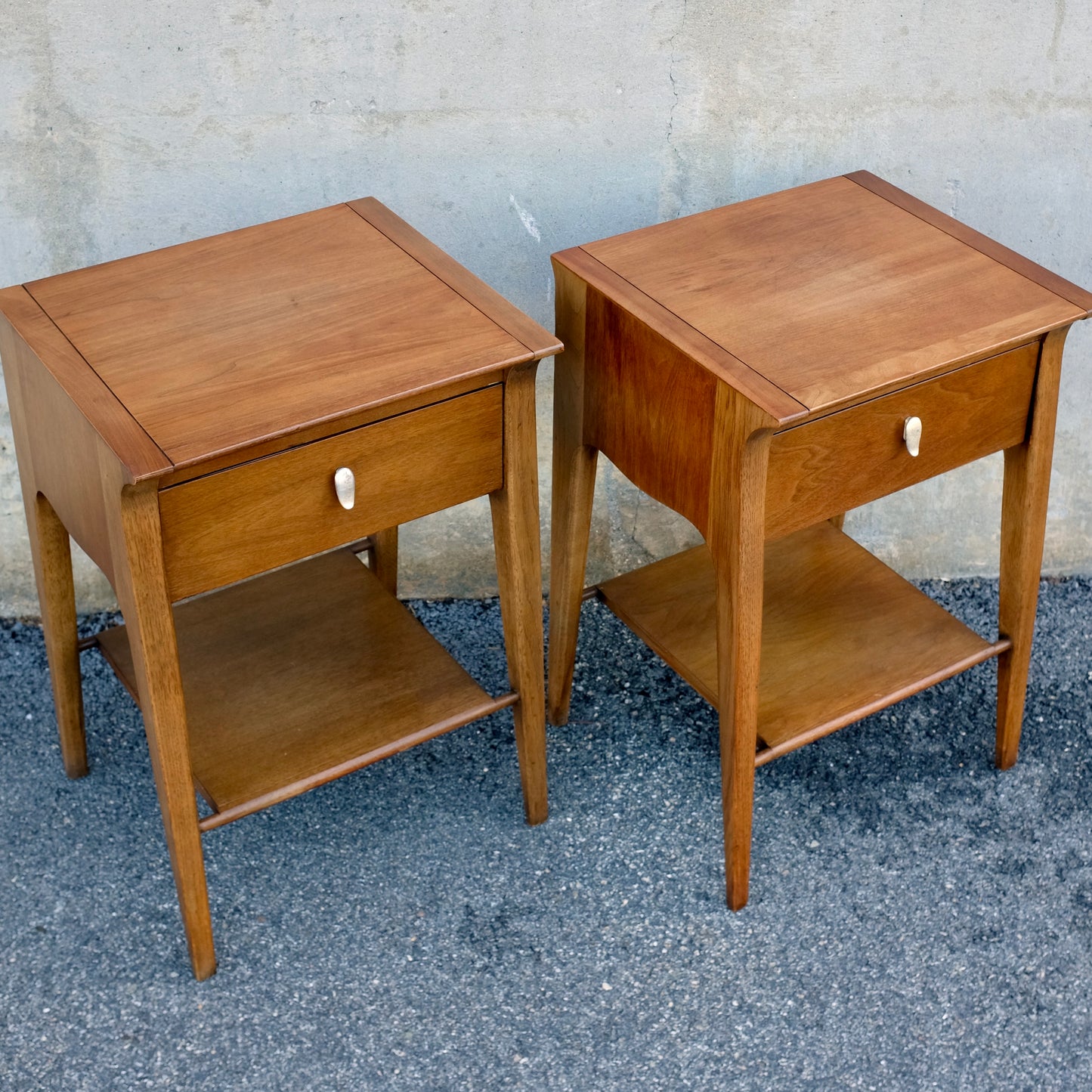 Drexel Furniture "Profile" Walnut Pair of Nightstands