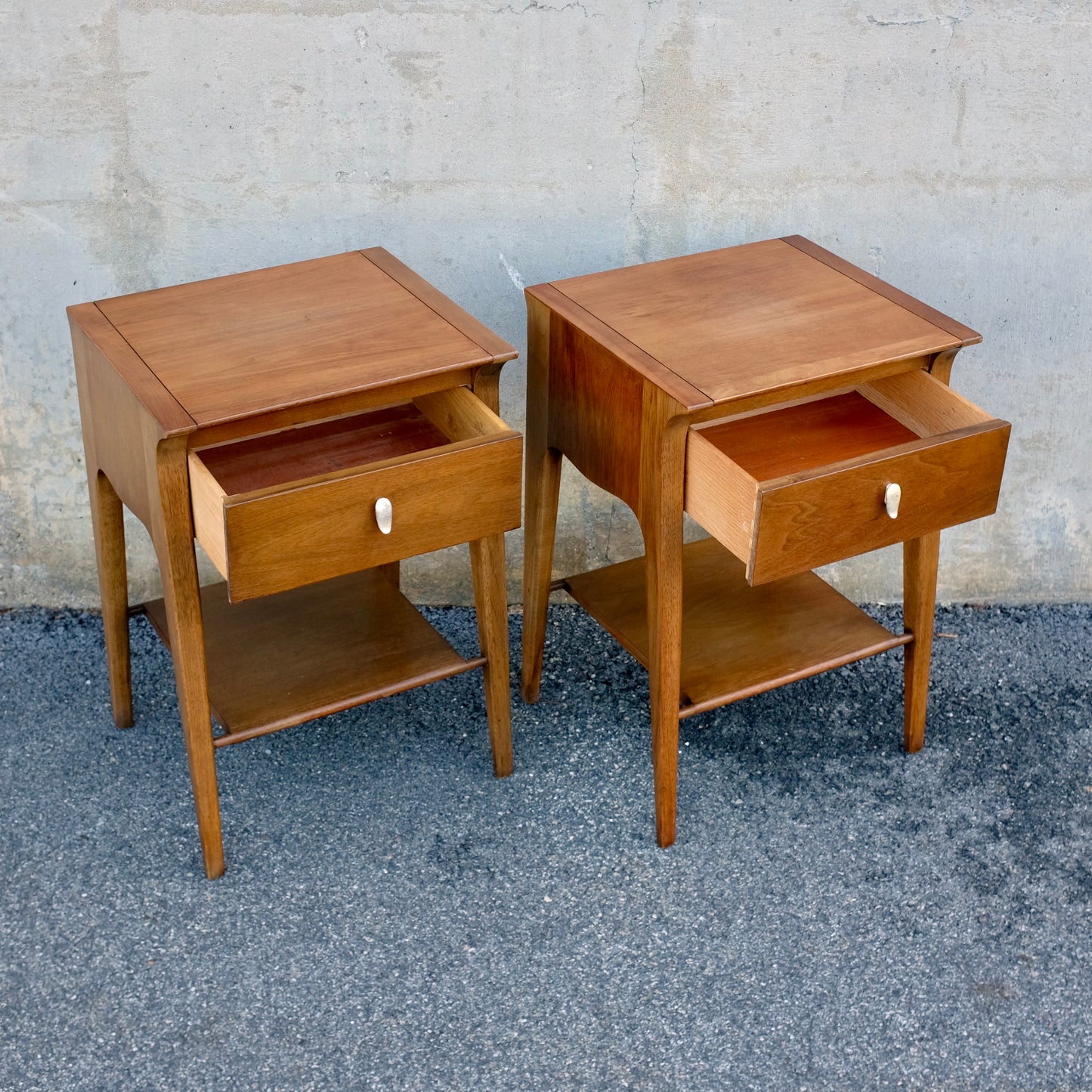 Drexel Furniture "Profile" Walnut Pair of Nightstands