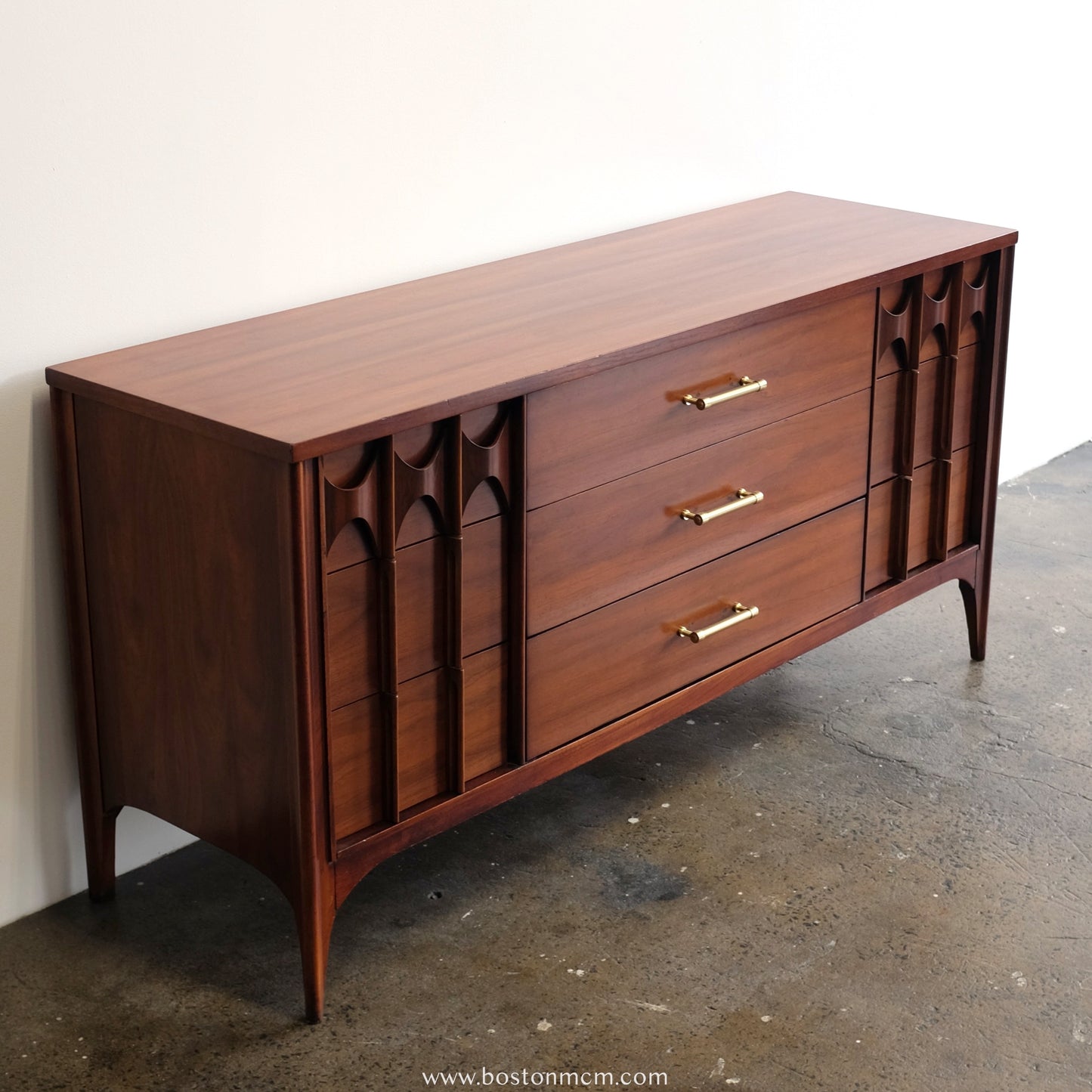 Kent Coffey "Perspecta" Rosewood & Walnut Low Dresser & Mirror