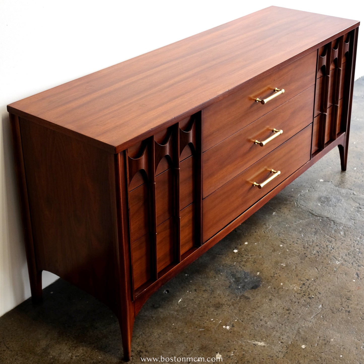 Kent Coffey "Perspecta" Rosewood & Walnut Low Dresser & Mirror