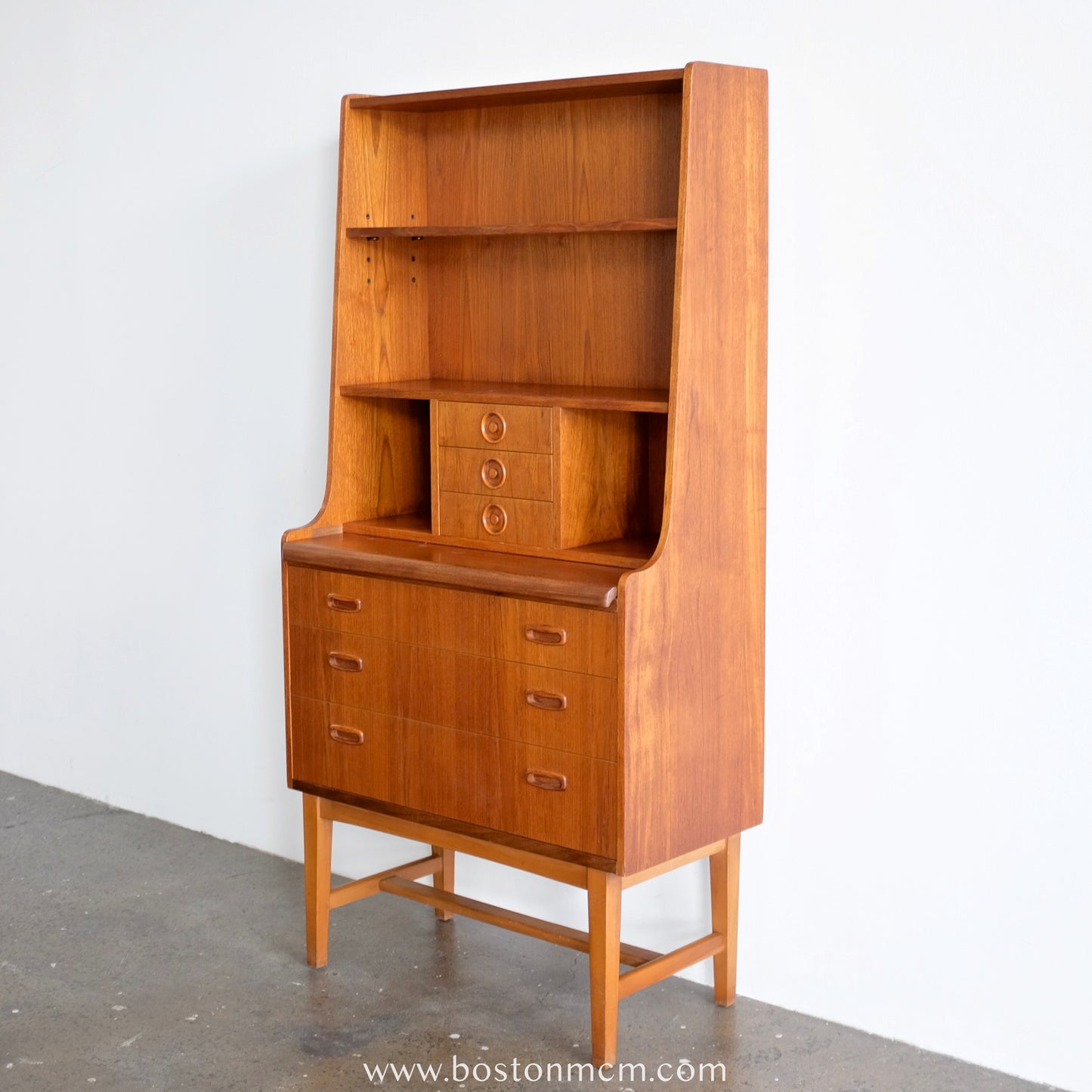 Danish Teak Secretary's Desk With Bookcase