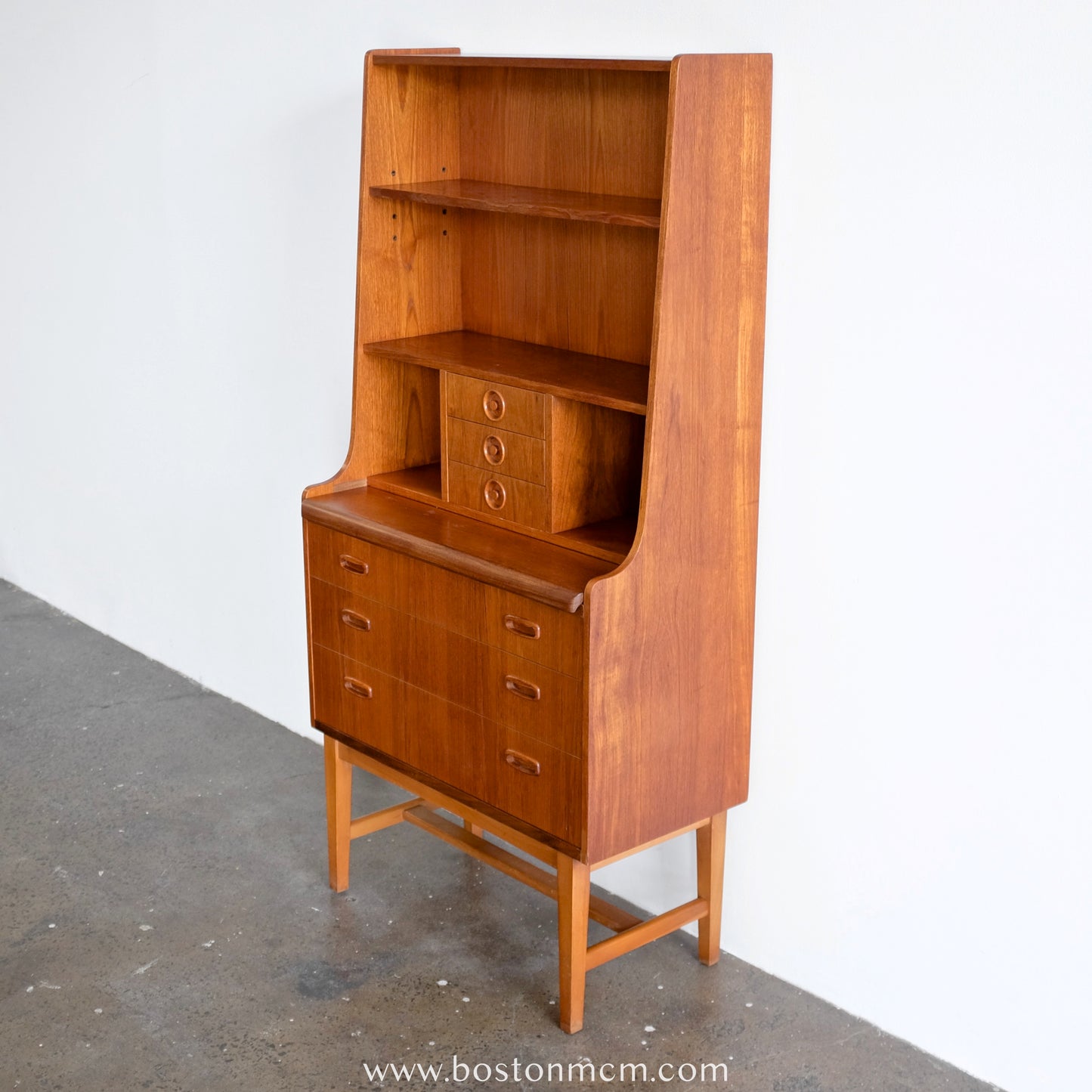 Danish Teak Secretary's Desk With Bookcase